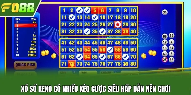 Xổ số keno có nhiều kèo cược siêu hấp dẫn nên chơi